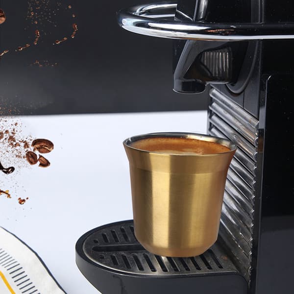 304 Rostfritt Stål Värmeisolerad Dubbellagers Kaffekopp Mugg för Hem Kafé Guld
