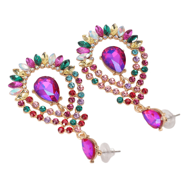 Vanndråpe Rhinestone Hengeøredobber Elegant Legering Glitrende Rhinestone Dangle Øredobber for Bryllup Midten KC Gull