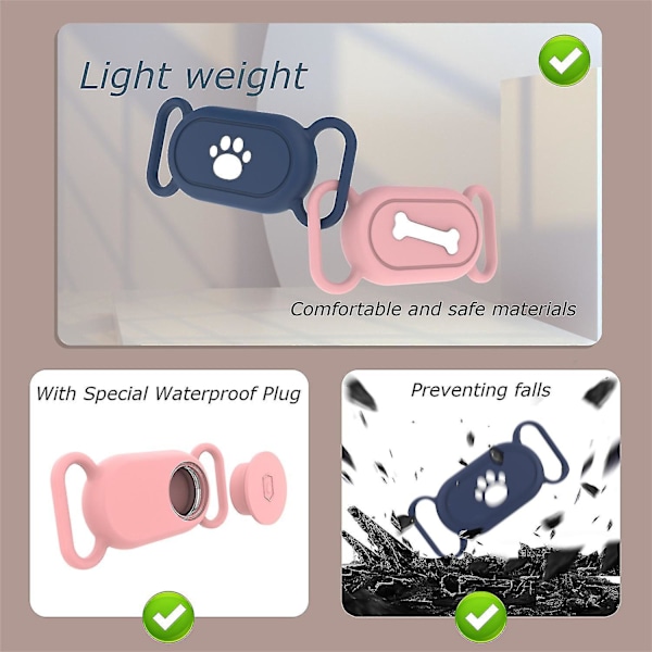 Silikone Cover til Samsung Galaxy SmartTag 2 Bluetooth Tracker Beskyttelsesetui til Kæledyr Hund / Kat-B6 BonePatternBlackishGreen