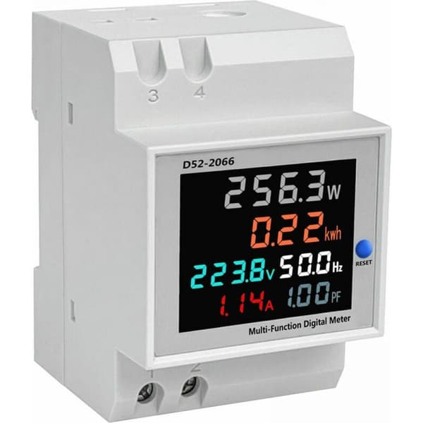 Debuns – AC40-300V Strømforbrugsindikator – 220V Spændingsmåling – 0-100A Strøm – 0-30000W Effekt – DIN-skinne Montering