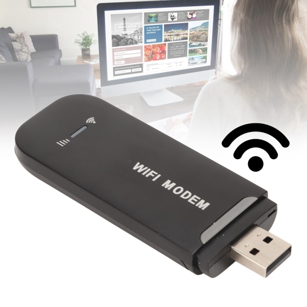 4G WiFi Router Svart Upp till 10 användare Stabil Enkel anslutning USB Plug and Play 4G LTE Router för Hotspot Micro SIM Card Telefon PC