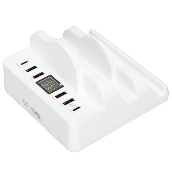 Trådlös laddningshubb USB-laddningsstation Dock QC3.0 PD Snabbladdning med display för flera enheter UK-kontakt 100‑240V