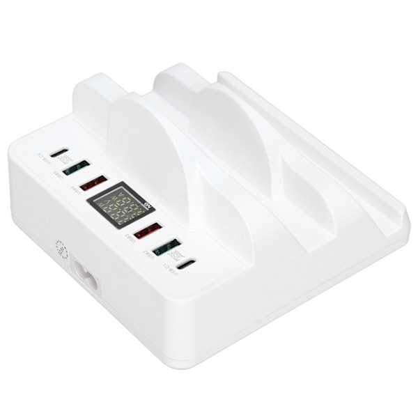Trådløs ladestasjon USB ladestasjon Dock QC3.0 PD hurtiglading med display for flere enheter UK-plugg 100‑240V