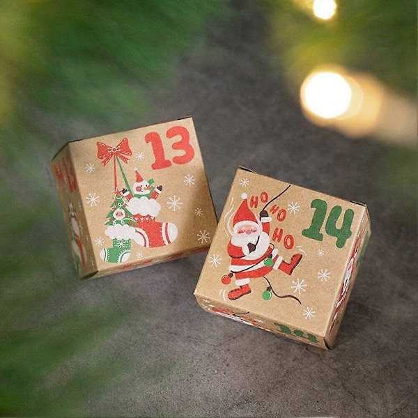24 Pakke 24 Dages Julekalenderæsker, DIY Julekalender, Julefestartikler