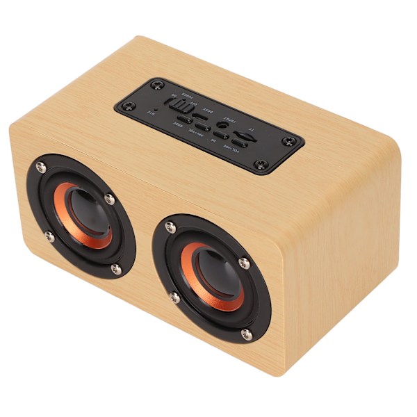 Trådlös Bluetooth-högtalare Retro Subwoofer Bärbar datorhögtalare med mikrofon för stationär dator TV Gul trästruktur