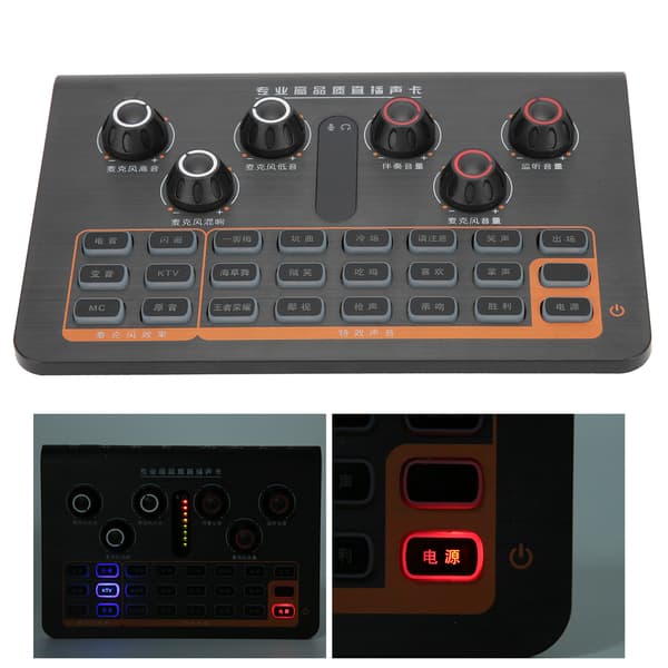 Q8 Bærbar Tuning Lydkort 16 Audio Controller til Telefon Computer PC Mikrofon Webcast Live