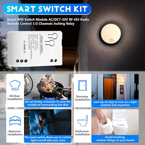 Tuya Smart Wifi Switch Modul AC/DC7-32V til Alexa Smart Home