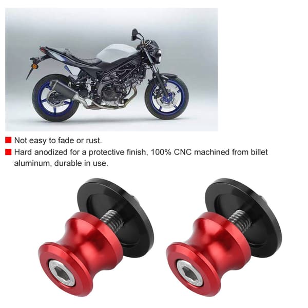 2st 6mm Motorcykel CNC Bakre Stöd Swing Arm Spool Sliders Stöd Swingarm Bobbins (Röd)