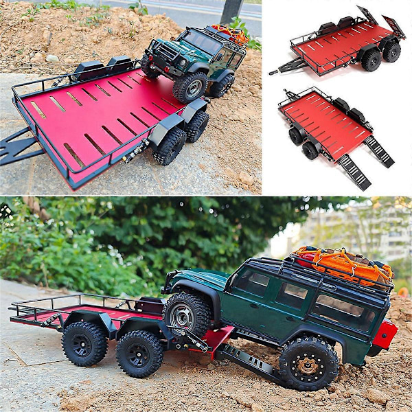 Metallinen peräkärry Traxxas kuorma-autolle DIY osat punainen
