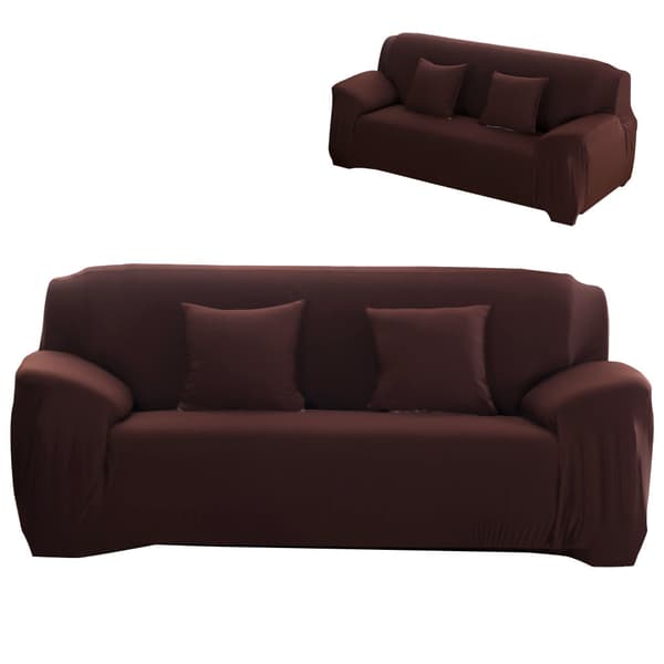 Kaffefarget Støvtett Elastisk Myk Polyester Sofatrekk Møbelbeskytter Dobbeltperson 145-185cm
