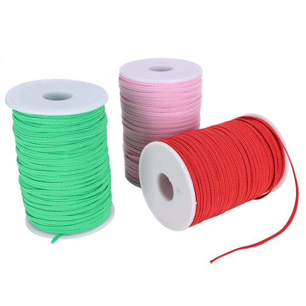 Elastiskt band platt syrep snöre sladd DIY ärm masktillverkning hög elastisk 100 yards rulle (röd rosa grön )
