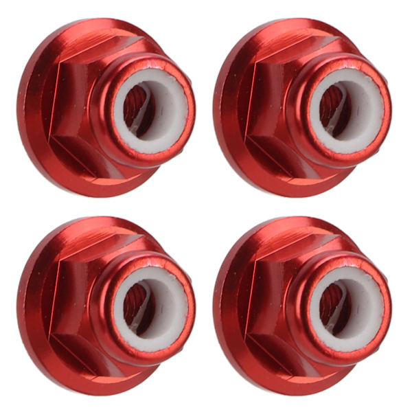 4 st RC-bilmuttrar M4 i aluminiumlegering, 4 mm innerdiameter, tillbehör till RC-bil för 1/10 fjärrstyrd bil, röd