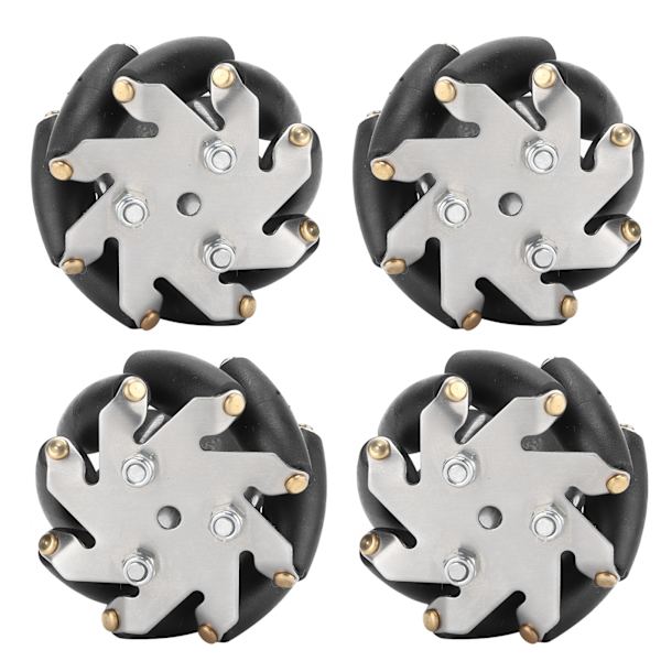 4 kpl 48mm kestävää terästä Mecanum-pyöräsarja, vasemman ja oikeanpuoleiset pyörät robottiautoon 14209