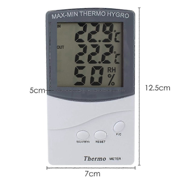 Digitalt termometer med to sensorer til indendørs og udendørs brug, perfekt til vinter. Viser - Temperatur, Vejr, Alarm og Monteringskrog_SZXM