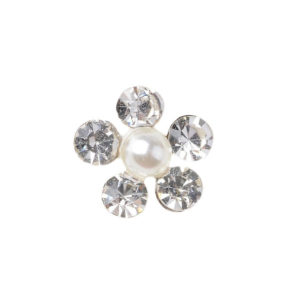 10 Stycken Pärl Strass Blomma Platt Baksida Knappar Utsmyckningar DIY Hantverk