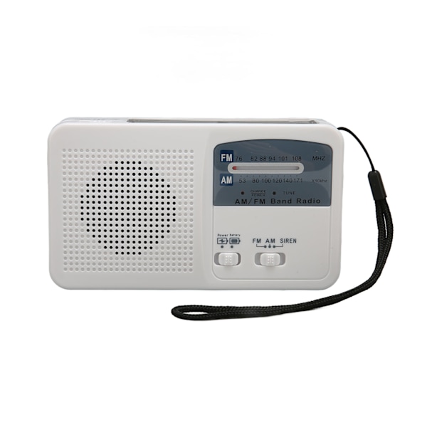 Solar Handvev Radio Multifunktion Bärbar Uppladdningsbar Nödradio med LED-ficklampa för Camping Outdoor Vit