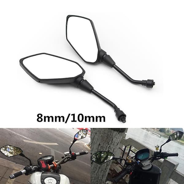 Universal 2 pcs Motorcycle Rearview Mirror Black Motorcycle Chrome Scooter Rearview Mirror Side Mirror 8mm