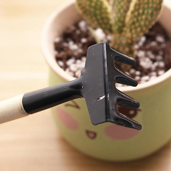 Mini hageverktøysett med trehåndtak - Skovl og rive, perfekt for innendørs planter og blomster (2 sett)
