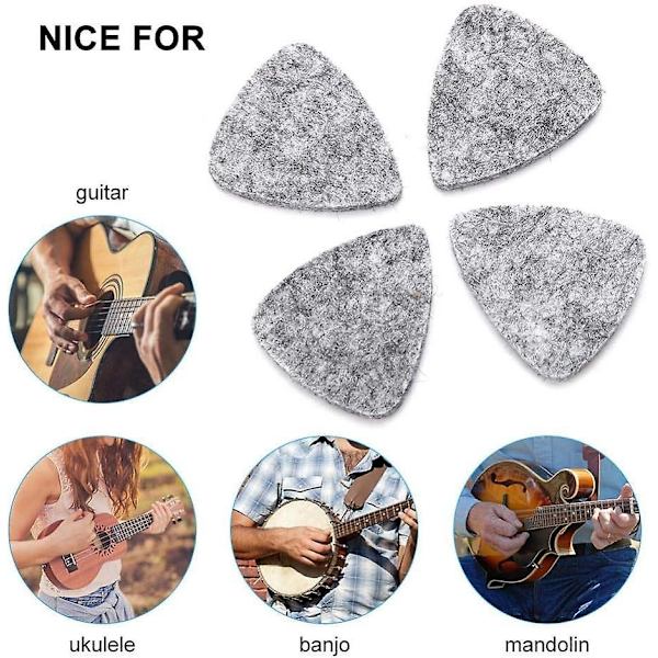 Grå ullgitarrplockar - Set med 10, 3 mm tjocklek - Perfekt för ukulele- och gitarrspelare