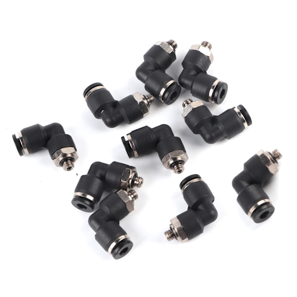 10 stk pneumatiske konnektorer L form retvinklet udvendigt gevind Hurtig rørfittings Luftkompressor tilbehør4 M5