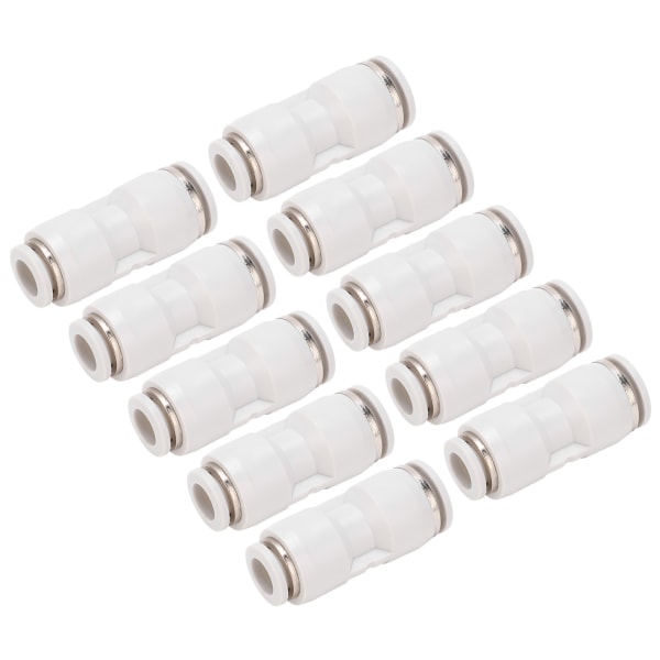 10 stk lige reducerende konnektor Quick Release pnuematisk luftslangereduktion Rørfittings WhitePG6-4