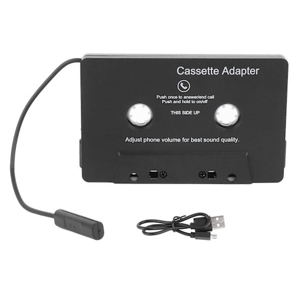 Audio Bluetooth -kasettivastaanotin, musta kasettisoitin, auton audio Bluetooth 5.0 -kasetti Aux -sovitin autoon