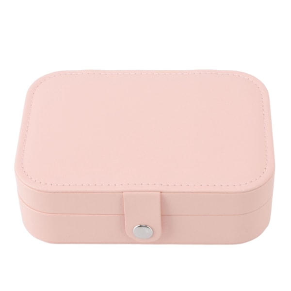 Smyckeskrin Bärbar Vacker Rosa Halsband Ring Örhänge Förvaring Låda Justering Läder Resa Smyckeskrin med Lås