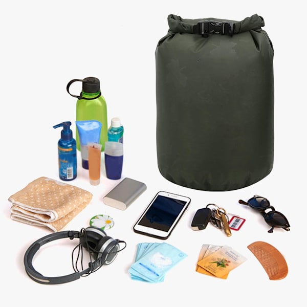 PVC Vattentät Fällbar Torr Säck Förvaring Bärväskor Camping Vandring Strand Militärgrön
