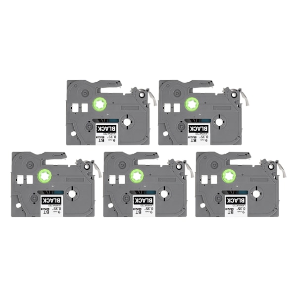 5 stk Label Maker Tape 9mm Lamineret Vandtæt Farveægte Multi Purpose Labeler Tape til PT D210 PT D200 PT H110 PT D400 Hvid På Sort Bze 325