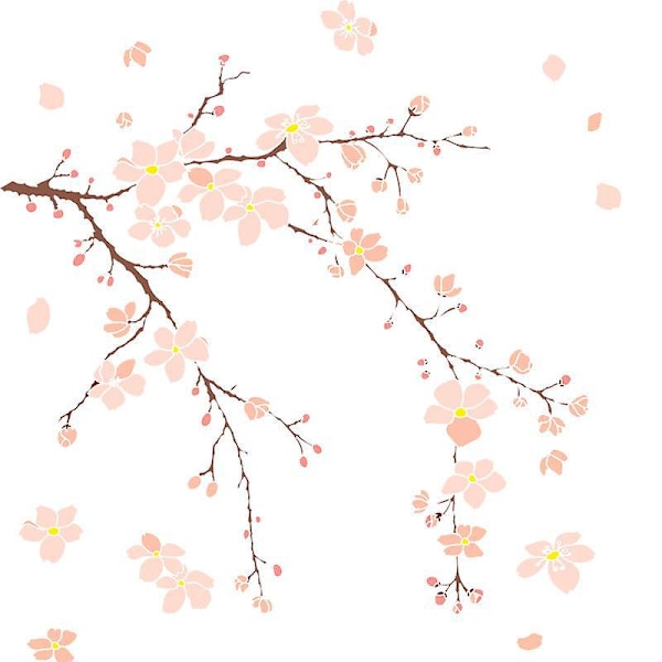 Rosa Körsbärsblommor Väggdekaler Väggstickers Mural Trädgren Dekaler för Sovrum Vardagsrum TV-vägg