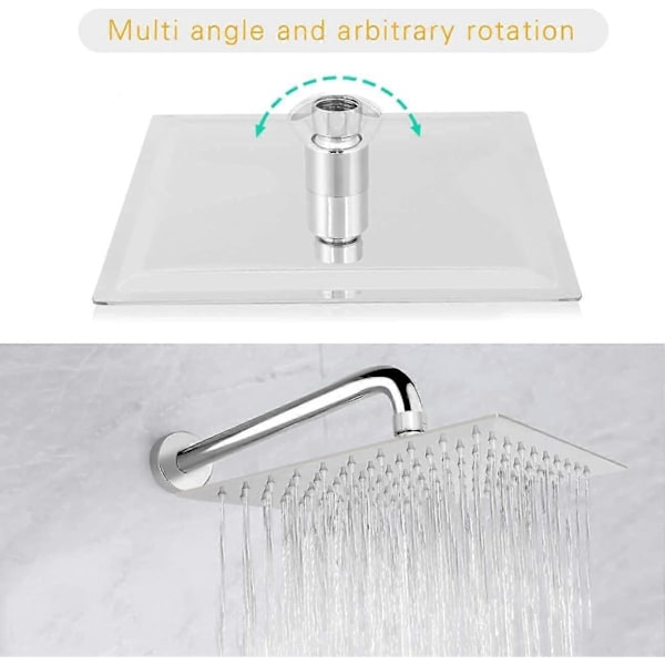 Antikalk Dusjhode, Vannbesparende Regndusjhode med Dyser i Rustfritt Stål 12 tommer/30 cm Polert Kromfinish (Speil), Firkantet