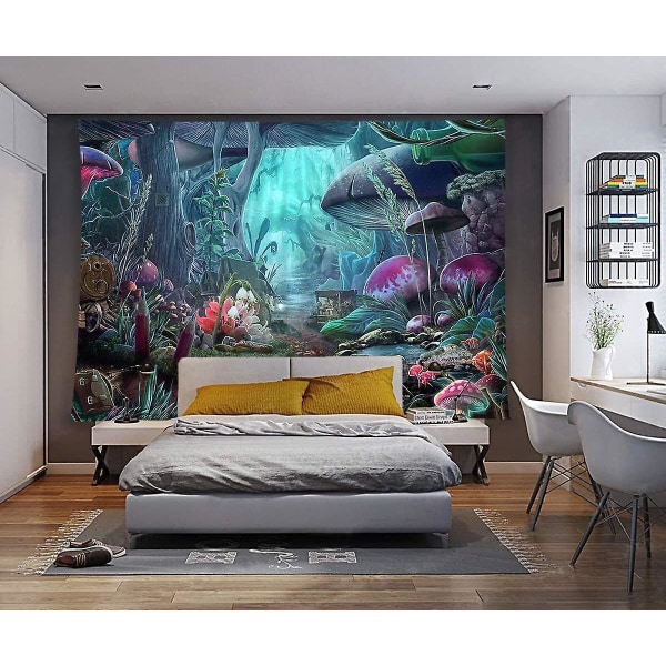 Hippie svampetæppe, abstrakt vægophæng til soveværelse og stue, 180x230 cm