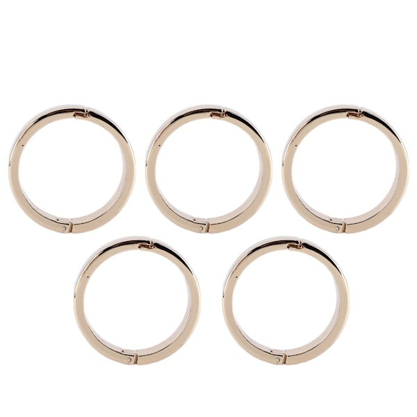 5 stk. runde karabinhager i holdbar legering, tilbehør til løse spiralnotesbøger, ydre diameter 30 mm, indre diameter 25 mm