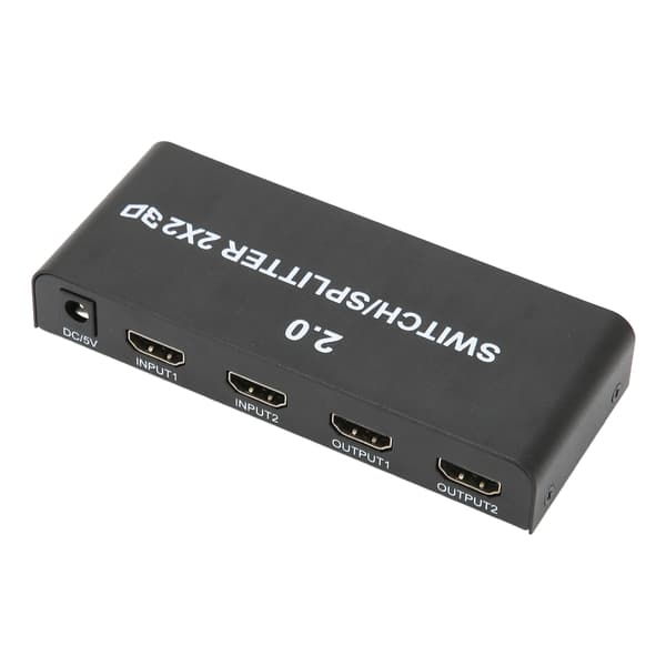 2x2 HD Multimedia Interface Splitter 4K 60Hz 2 ind 2 ud Video Switcher til Signaloverførsel 100‑240V UK Stik