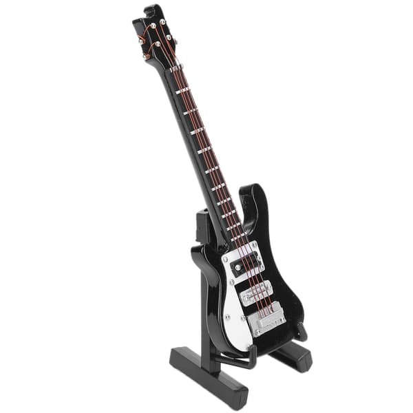 Miniature Træ Simulation Elektrisk Guitar Model Musikinstrument Ornamenter Gaver Sort