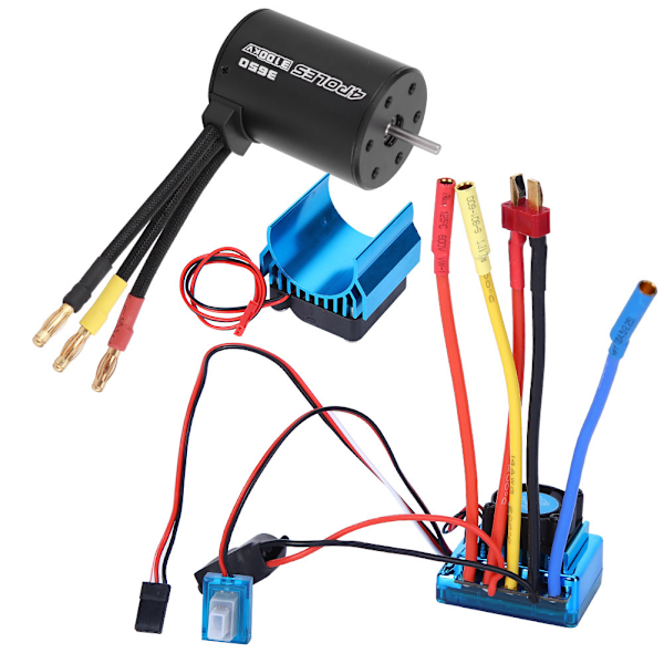 3650 Motor 3100Kv Borstlös ESC Kylfläns Set för 1/10 RC Bilmodell Tillbehör(80A )