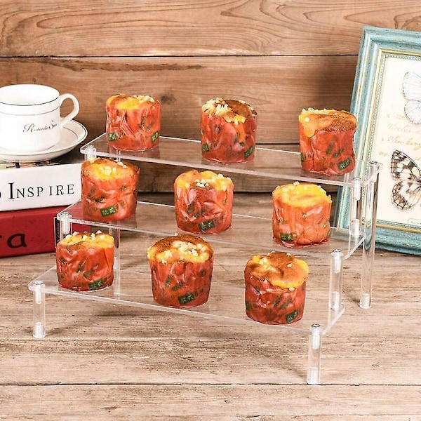 Klar Akryl Display Stand, 3-lags Klar Trappehylde, Akryl Display Stand til Samlinger, til Fremvisning af Figurer, Neglelak, Kosmetik