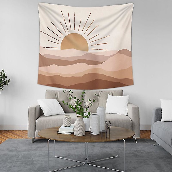Soluppgång och Berg Gobeläng Bohemisk Medeltida Gobeläng Dekor Abstrakt Natur Landskap Väggbonad Konst Minimalistisk Heminredning Sovrum Vardagsrum