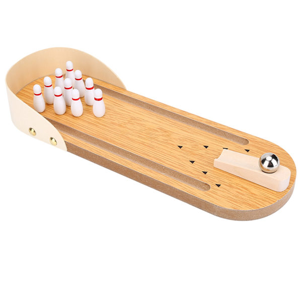 Bord Mini Bowling Set Trä Skrivbordsdekoration Barnleksaker