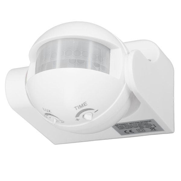 Seinään asennettava liiketunnistin Automaattinen hämärästä aamunkoittoon pallomainen PIR-anturi Ulkoinen liiketunnistuskytkin kodin turvallisuuteen LED-valoon AC 110 - 240V Valkoinen