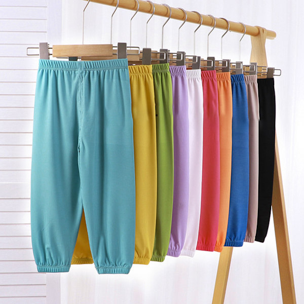 Barn Långa Bloomers Enfärgade Andningsbara Lösa Casual Lyktbyxor Byxor för Sommar Småbarn Flickor Pojkar F07 100cm / 39.4in