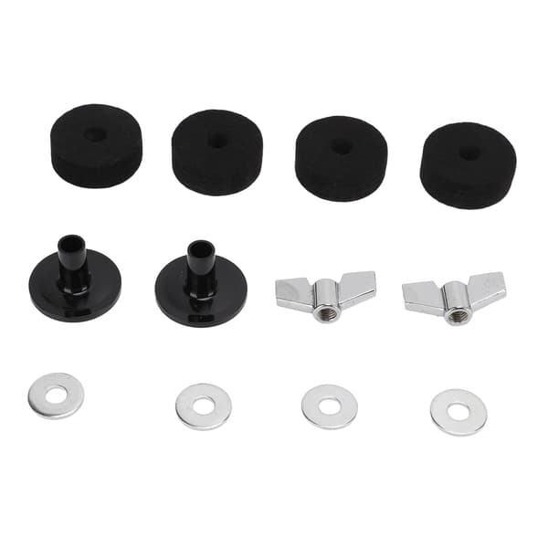 12 kpl symbaalin korvaustarvikkeet huovat holkit 4 cm hi hat -kytkinkuppi siipimutterit aluslevy (musta)