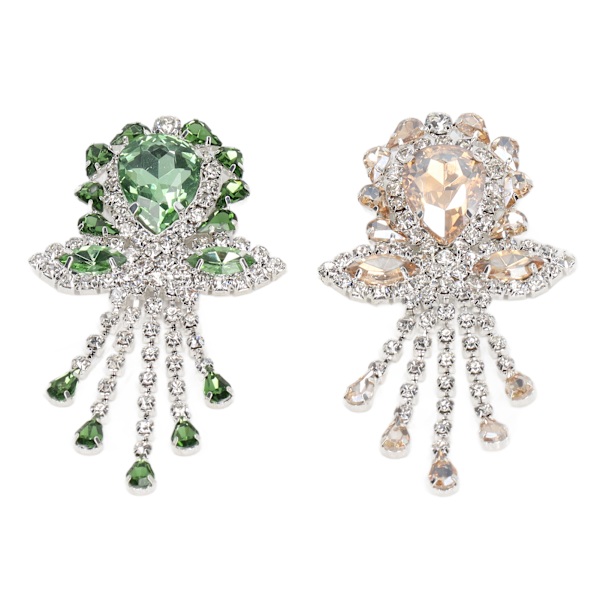 2 st bröllopsbukett broscher nål blomma form gräsgrön champagne glans kristall strass broscher för fest