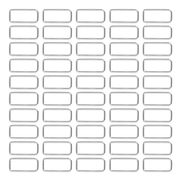 50 st metallringar Hållbara järn rektangel spänne ringar för DIY bälte handväska spänne hårdvara kläder dekoration 3x38x15mm