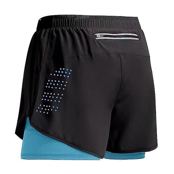 Sporty 2-in-1 Men's Training Shorts for Summer Gym and Beach L Fluorescent blue