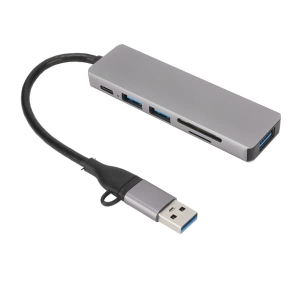 USB C-hub 6 i 1 USB3.0 3xUSB-portar 5 Gbps överföring Avancerad chipset Bärbar dockningsstation för hemkontor resor