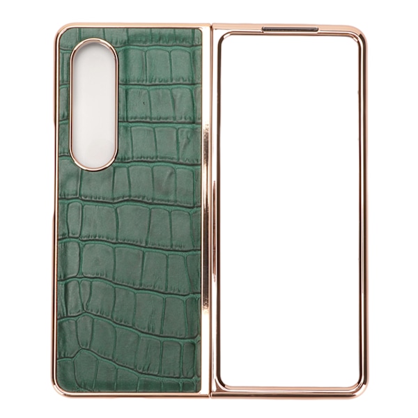 Fodral för Samsung Galaxy Z Fold 4 Nano Plating Krokodilskinnsmönster Äkta läder Repskydd Grön