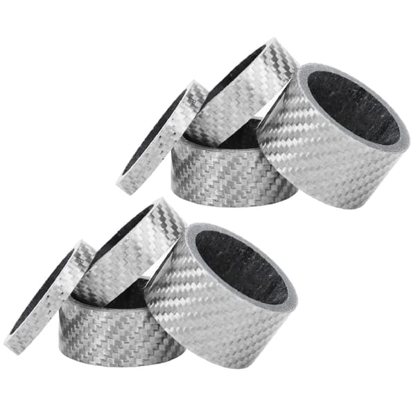 2 Sett Karbonfiber 5/10/15/20mm Sykkel Headset Gaffel Spacer Stem Sykkel Skive Sølv
