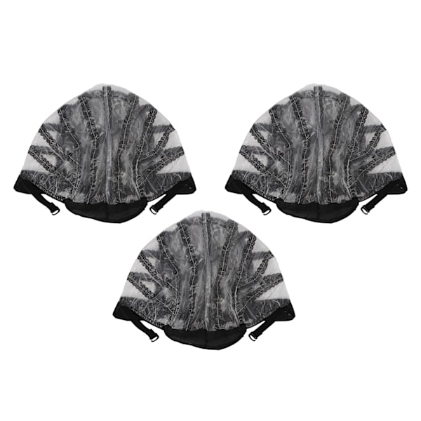 3 STK Elastisk parykk Nettinghette Svart Nylon Pustende Strekkbart Fake Hårtrekk for Cosplay Makeup