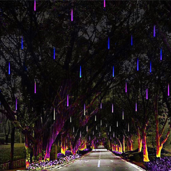 Led Meteor String Lights Vedenpitävät Ultra Kirkkaat Romanttiset jääpuikkovalot Juhliin Häät Tree Kotipatio Ulkona Sisustus Sininen
